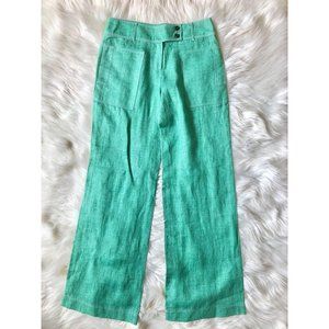 Green Wide Leg Lightweight Linen Pants M 6 8